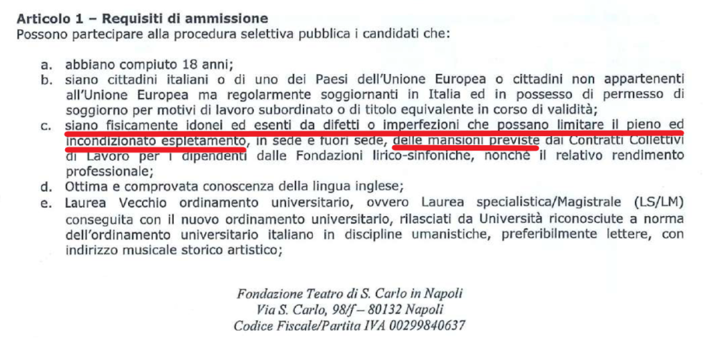 teatro san carlo-teatro san carlo di napoli-teatro san carlo addetto stampa-teatro san carlo bando addetto stampa-addetto stampa senza difetti fisici-ability channel-disabilità positiva-heyoka