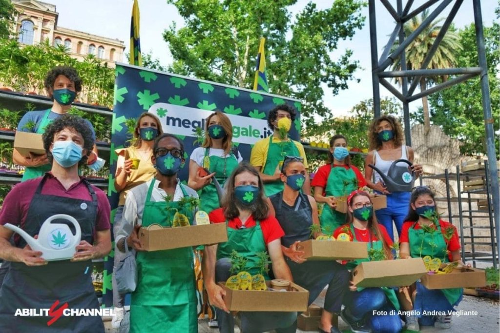 manifestazione sulla cannabis di meglio legale e 6000 sardine