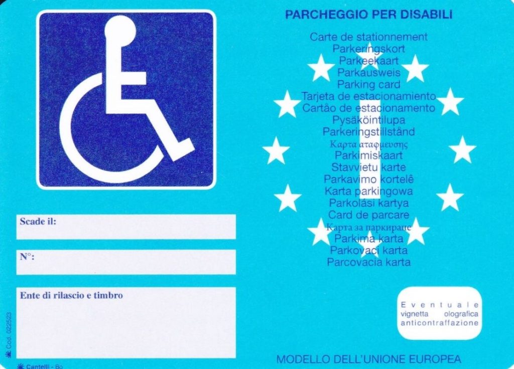 contrassegno disabili o invalidi