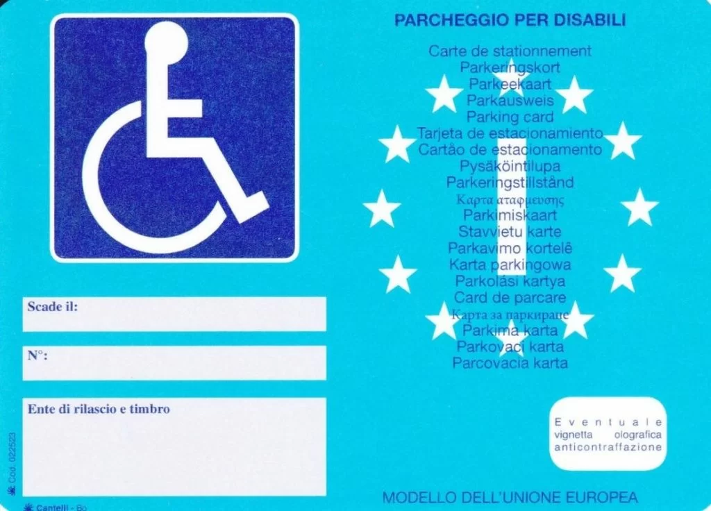 contrassegno disabili o invalidi