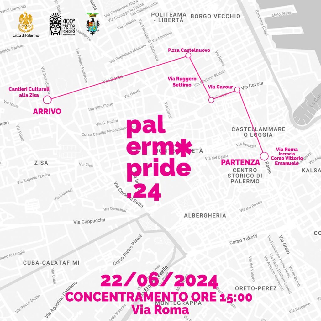 percorso palermo pride 22 giugno 2024