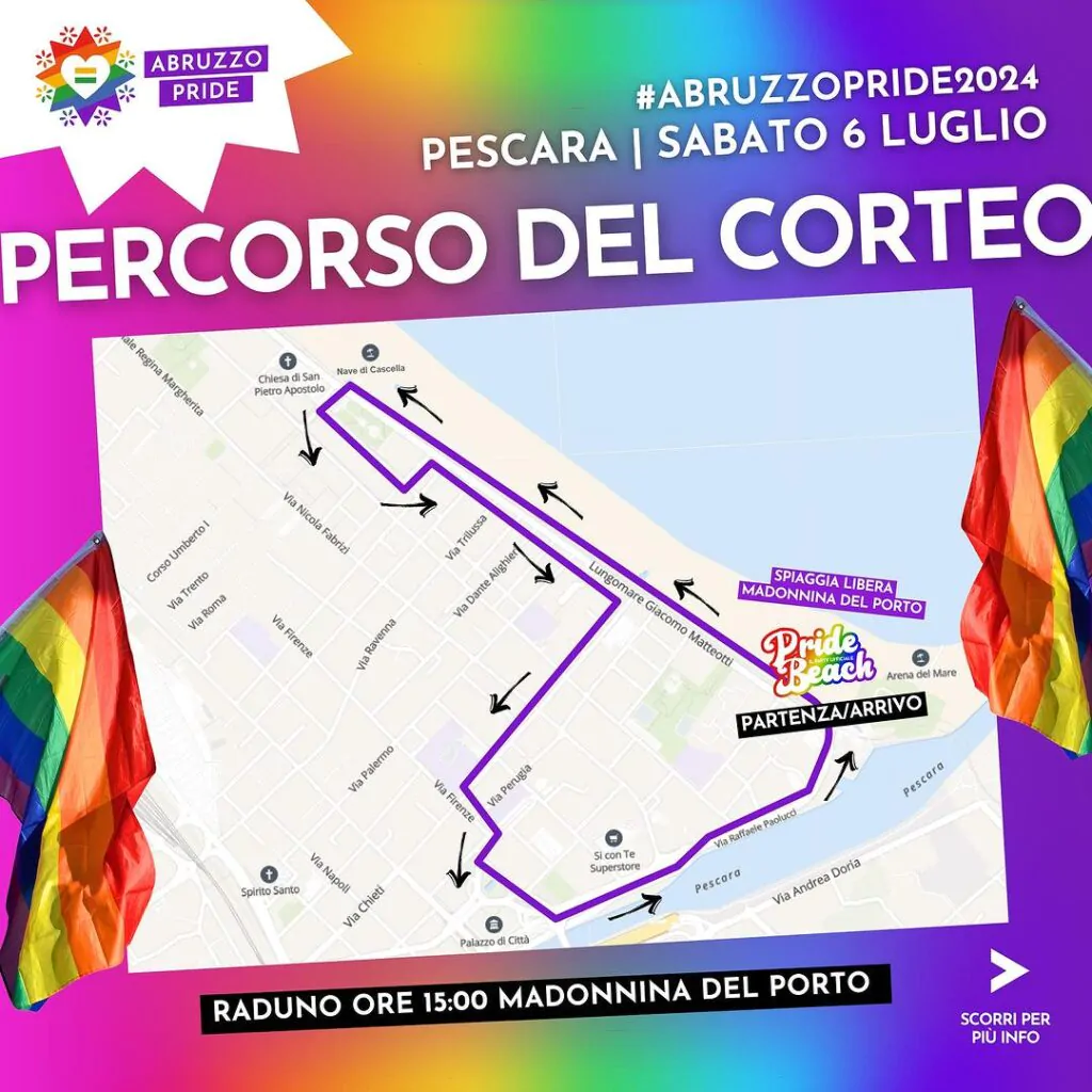 percorso abruzzo pride 2024 pescara